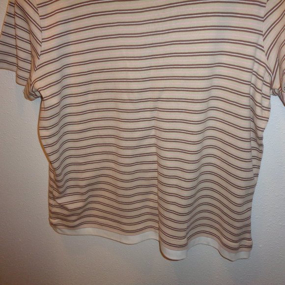 Basic Editions Women's Layered Henley Short Sleeve Striped Top Size XL N… - Picture 10 of 11